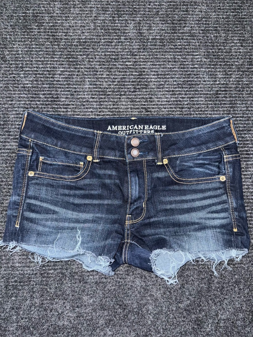 American Eagle Low Rise Micro Mini Jean Shorts Dark Wash 6 Grunge Y2K Festival